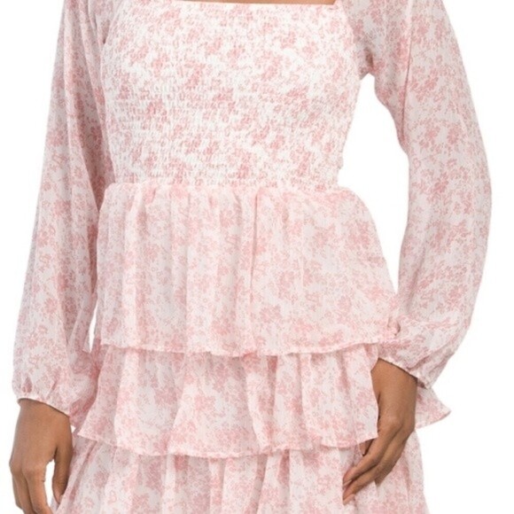 JUNIORS Paisley Floral Square Neck Ruffle Dress Large - Picture 5 of 7